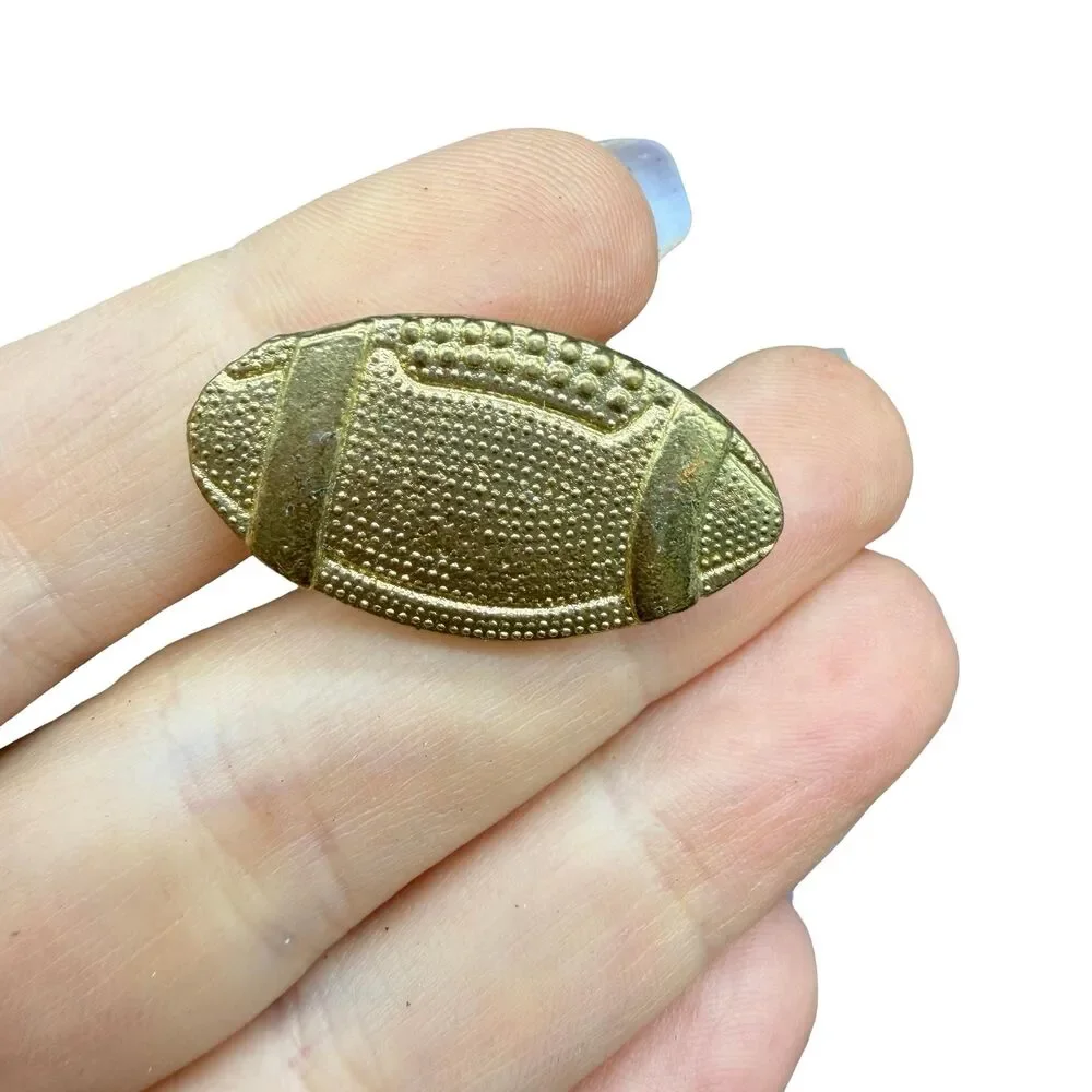 Vintage Jewelry Gold tone Football Brooch Pin
